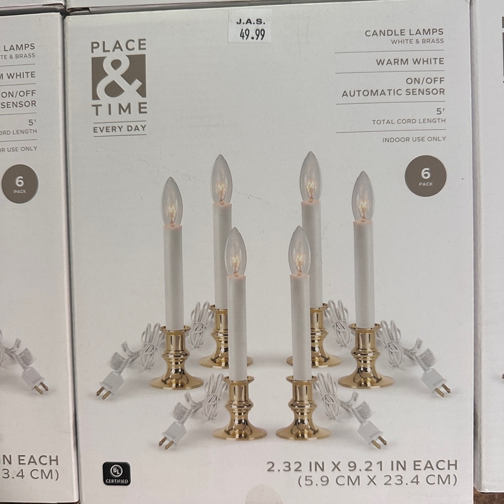 Place & Time Candle Lamps - White and Brass